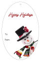 Vertical Oval Corner Snowman To From Christmas Hang Tag